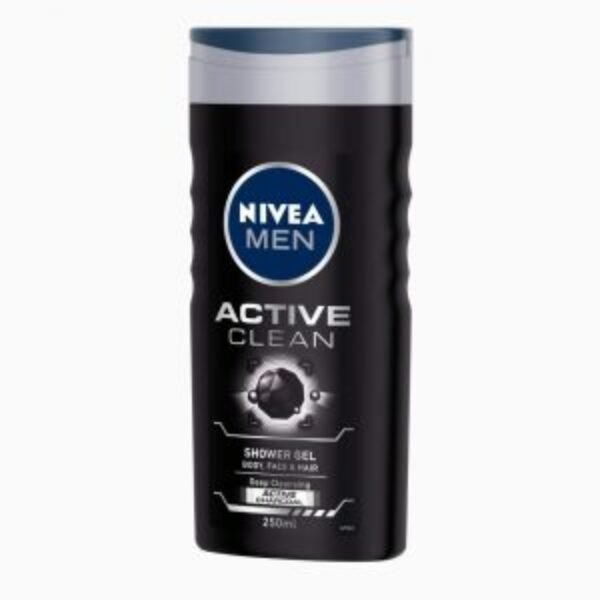 Nivea Men Body Wash, Active Clean With Active Charcoal, 250M