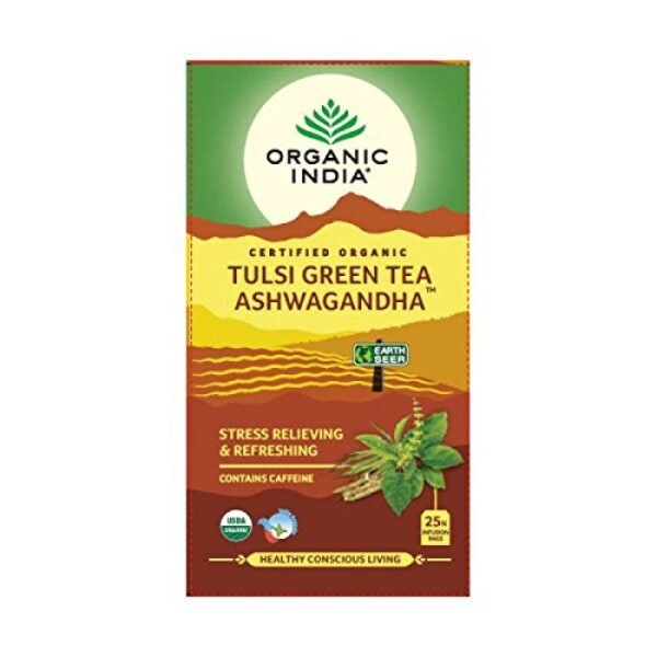 ORGANIC INDIA Tulsi Green Tea Ashwagandha 25 Tea Bags