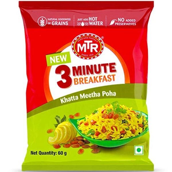 Mtr 3 Minute Breakfast Khatta Meetha Poha Pouch,60G