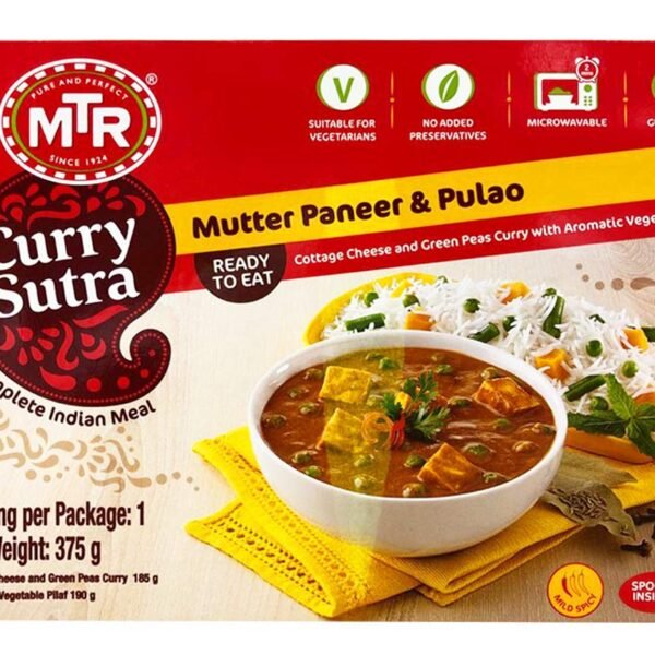 Mtr Ready To Eat Mutter Paneer And Veg Pulao, 375G Combo Pack