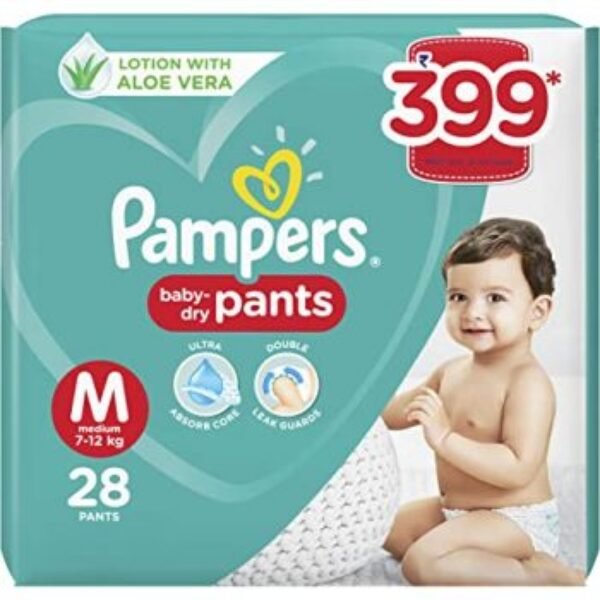 Pampers Diaper Pants Lotion With Aloe Vera – M  (28 Pieces)