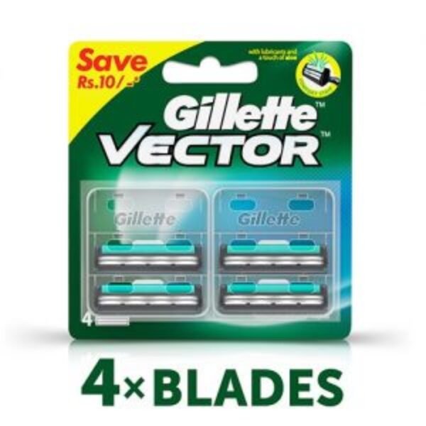 Gillette Vector Plus – Manual Shaving Razor Blades Cartridge, 4 pcs