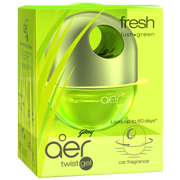 Godrej Aer Twist Gel – Car Air Freshener, Fresh Lush Green, 45 G