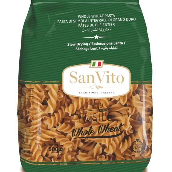 San Vito Whole Wheat Pasta, Fusilli, 500 G