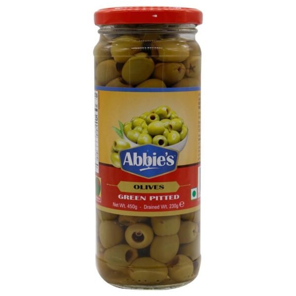 Abbies Green Olives Pitted, 450Gm