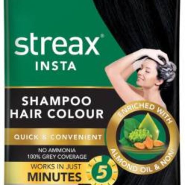 Streax Insta Shampoo Hair Colour – Natural Black 1