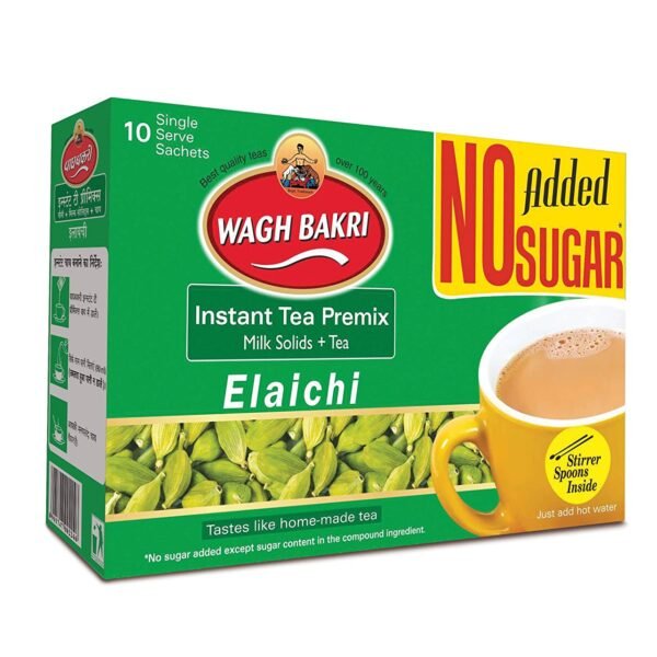 Wagh Bakri Elaichi Instant Tea Premix – No Added Sugar, 80G