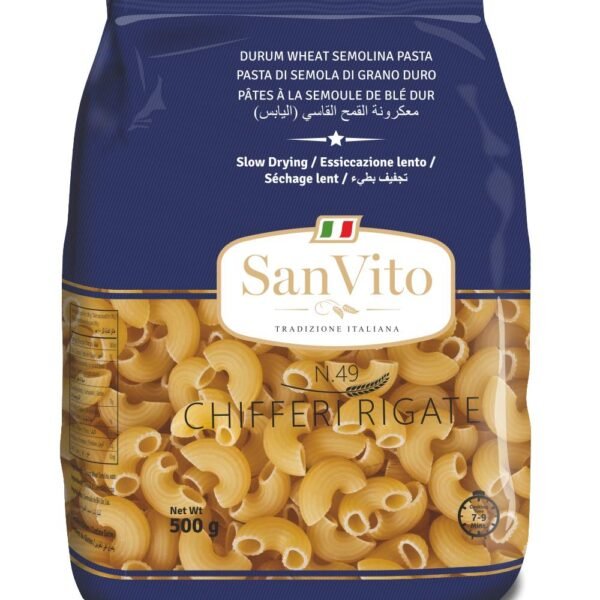 San Vito Durum Wheat Pasta, Chifferi Rigati, 500Gm