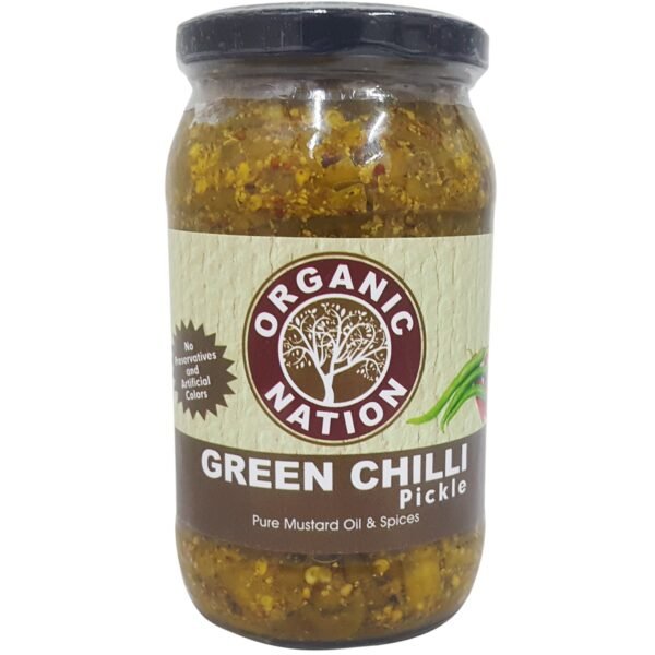 Organic Nation Pickle – Green Chilli, 400G Jar