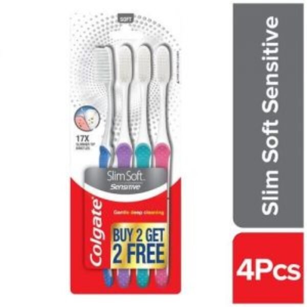 Colgate Slim Soft Toothbrush – Soft Bristles, 4 Pcs