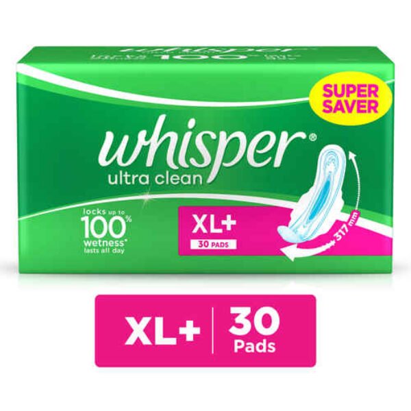 Whisper Ultra Clean Wings Xl-30 Sanitary Pad  (Pack Of 30)