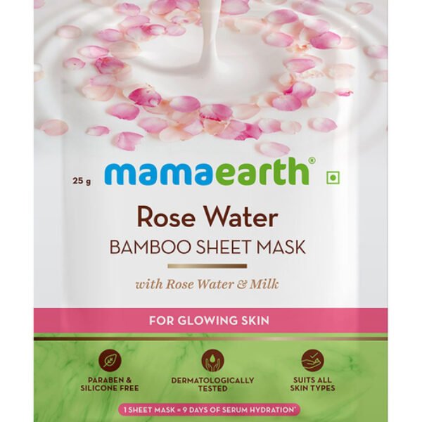 Mamaearth Rose Water Bamboo Sheet Mask – 25 Gm