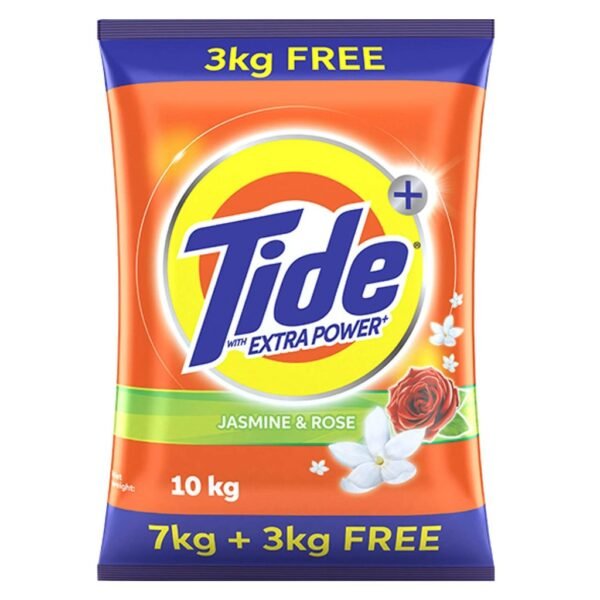 Tide Detergent Powder Jasmine & Rose, 10 Kg (7 Kg+3 Kg Free)