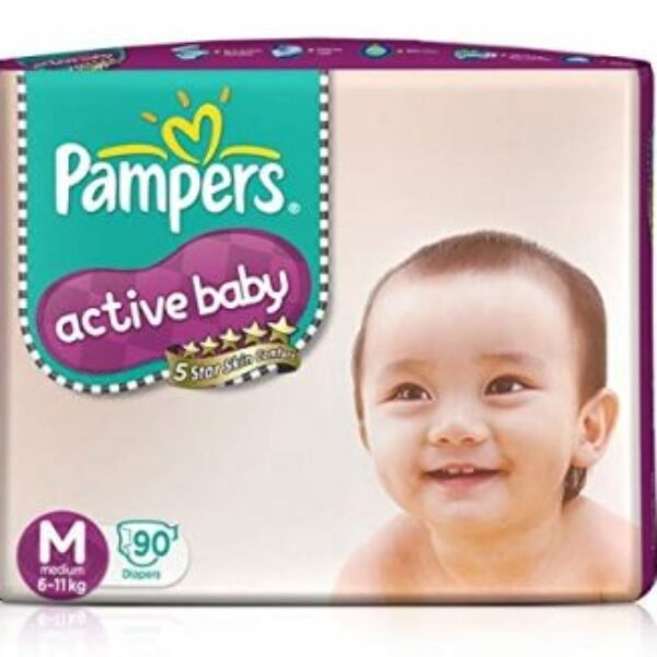 Pampers Active Baby Taped Diapers, Medium Size Diapers, (Md) 90 Count