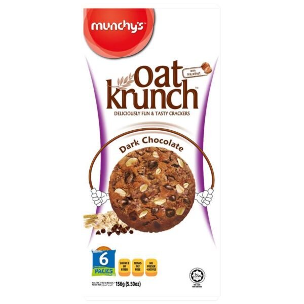 Munchy’S Dark Chocolate With Hazelnut Oat Krunch Crackers, 156G
