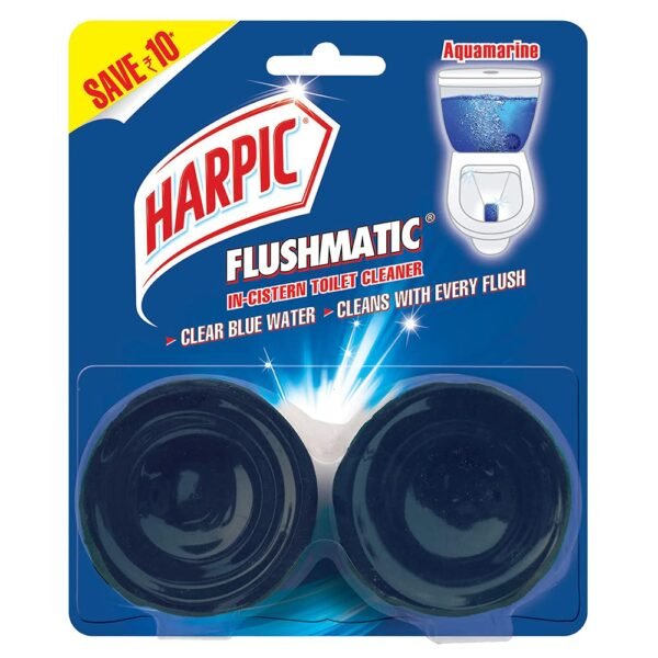 Harpic Flushmatic In-Cistern Toilet Cleaner Blocks, Aquamarine – 100 G