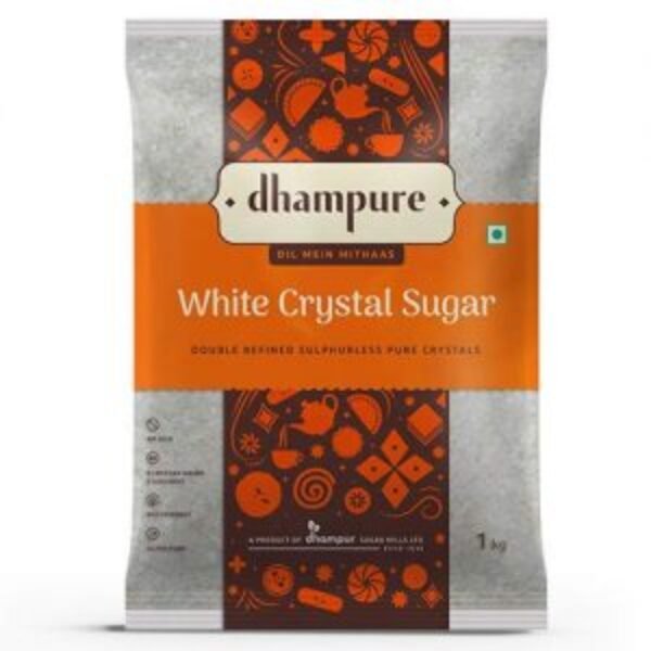 Dhampure White Crystal Sugar, 1Kg