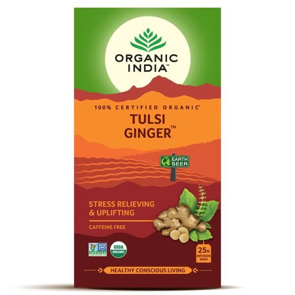 Organic India Infusion Tea Bags – Tulsi Ginger, 25 Bags