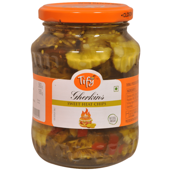 Tify Gherkins – Sweet Heat Chips, 180 G Bottle