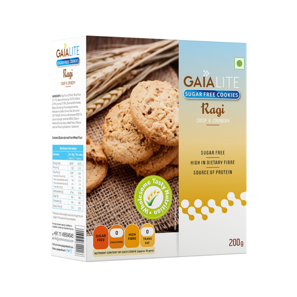Gaia Lite Sugar Free Cookies Ragi Crisp & Crunchy,200Gm