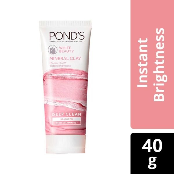 Ponds White Beauty Mineral Clay Facial Foam, 40Gm