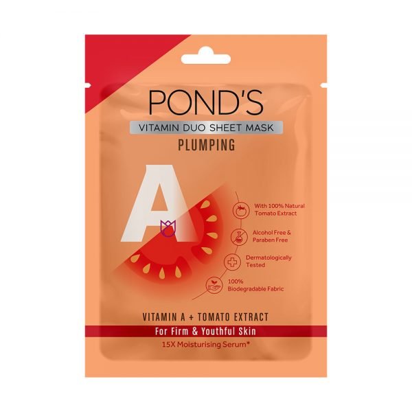 Ponds Plumping Sheet Mask With Vitamin A And 100% Natural Tomato