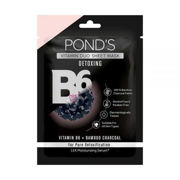 Ponds Detoxing Sheet Mask With Vitamin B6 100% Bamboo Charcoal