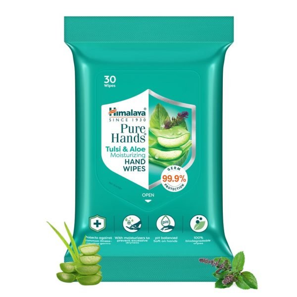 Himalaya Pure Hands Tulsi & Aloe Moisturizing Hand Wipes 30Ns