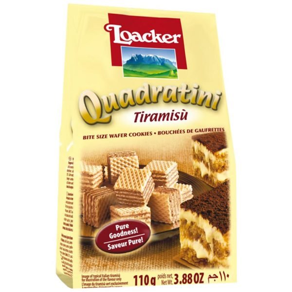 Loacker Quadratini Wafer Cookies – Tiramisu, 110 G Pouch