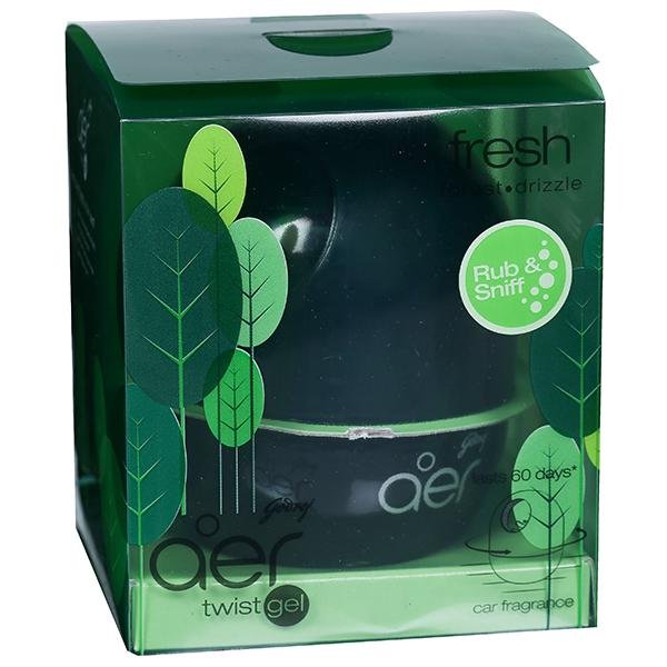 Godrej Aer Car Air Freshener – Twist Gel, Fresh Forest Drizzle , Spill Proof, Lasts 60 Days, 45 G