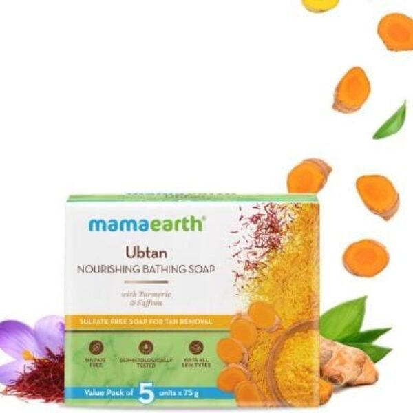 Mamaearth Ubtan Bathing Soap Turmeric & Saffron  (5 X 75 G)