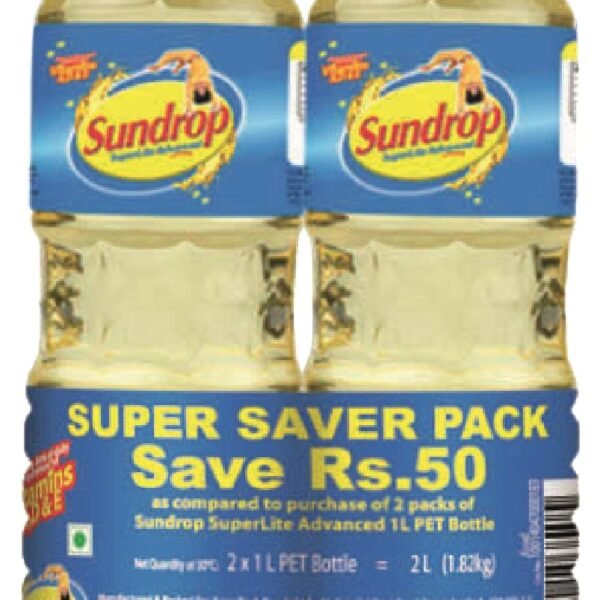Sundrop Superlite Advanced Sunflower Oil, 1L Pack of 2