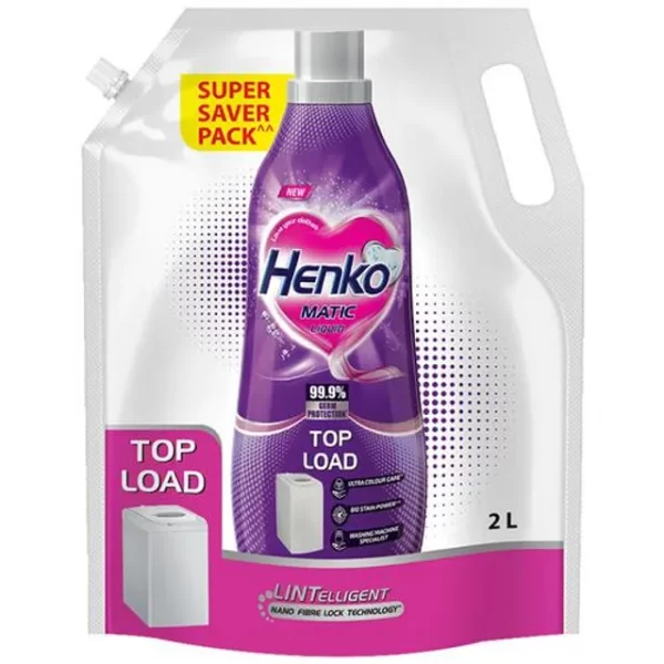 Henko Matic Liquid Detergent – Top Load, Nano Fibre Lock Technology 2Ltr