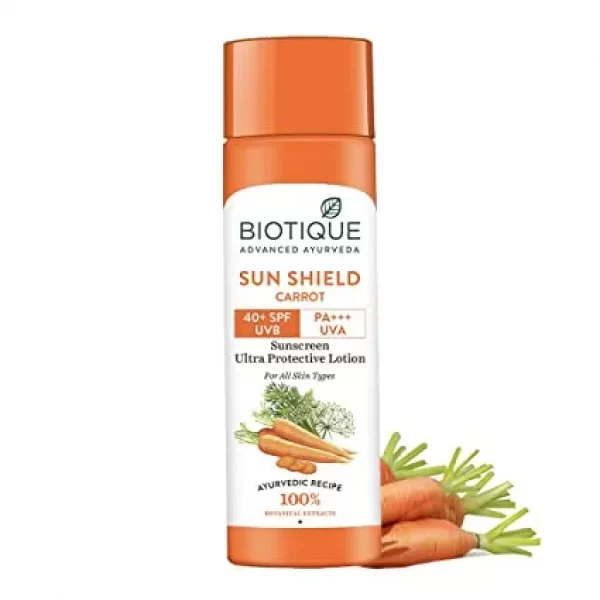 Biotique Sun Shield Carrot 40+ SPF UVB PA+++ UVA Sunscreen 190ML