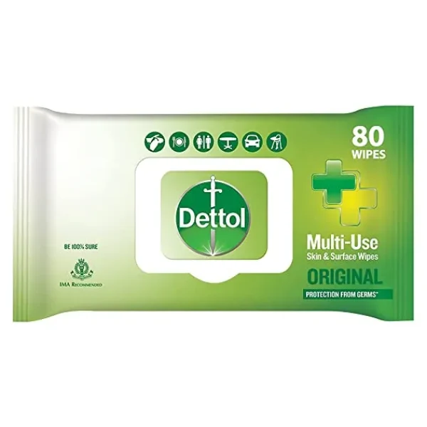 Dettol Disinfectant Sanitizer Wet Wipes For Original 80 Count