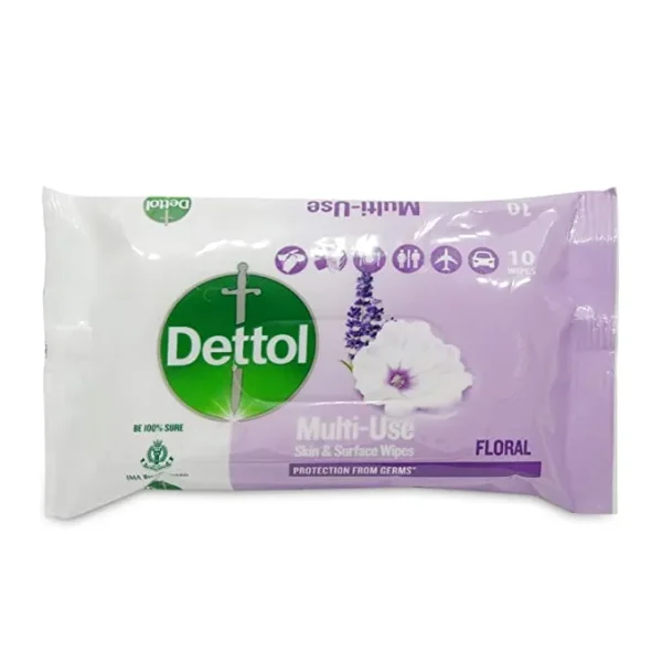 Dettol Floral Multi Use Wipes, 10 Count