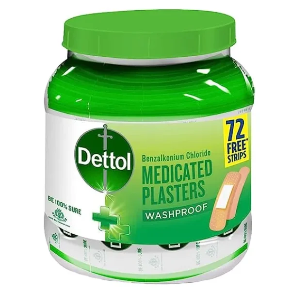 Dettol Medicated Plaster for Antiseptic and First Aid, Waterproof (Jar of 172 plasters)