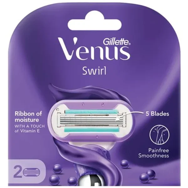 Gillette Venus Venus Swirl Razor Cartridges With Vitamin E, 5 Blades In 1, 2 pcs