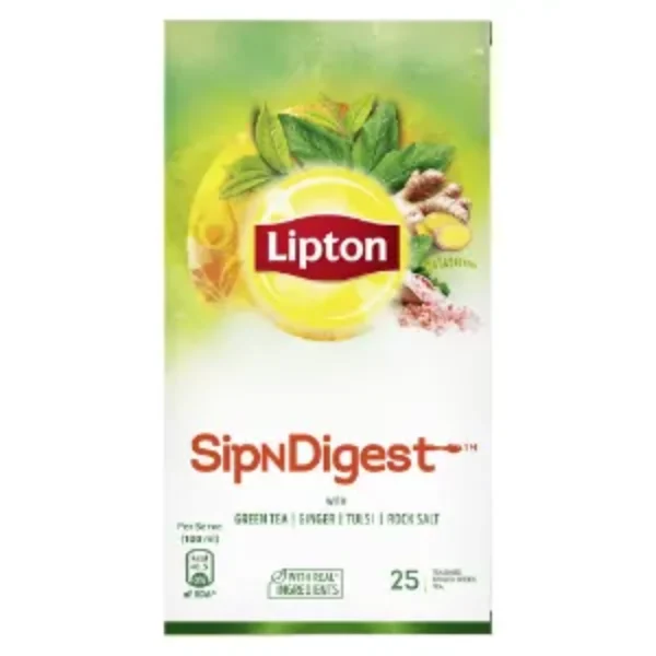 Lipton Sipndigest With Green Tea, Ginger, Tulsi & Rock Salt (Spiced Green Tea Bags), 25 Pcs
