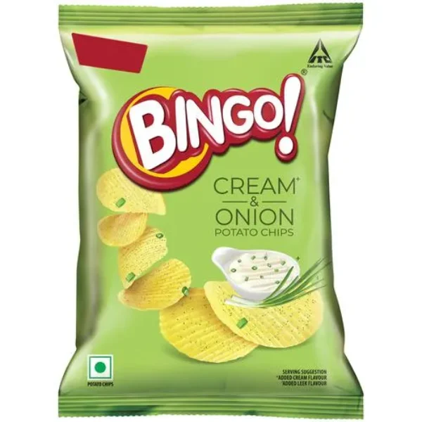 Bingo Potato Chips – Cream & Onion,Crispy With Exotic Flavour, Perfect For Snacking, 52 G