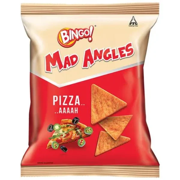 Bingo Mad Angles – Pizza Flavour, Corn-Based Crunchy Chips, Perfect For Snacking, 66 G