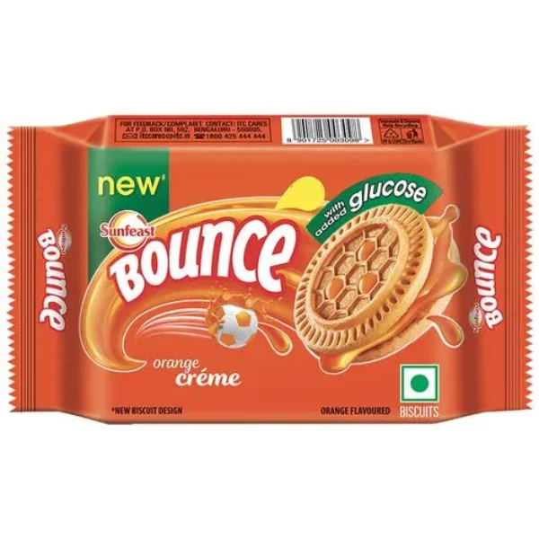 Sunfeast Bounce Creme Biscuits – Orange, 58 G Pouch