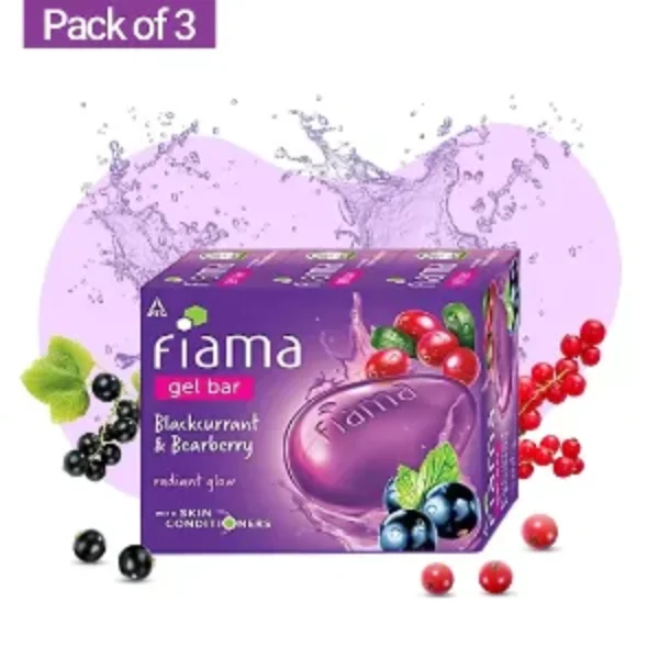 FIAMA Blackcurrant & Bearberry Gel Bar, 125g (Pack Of 3)