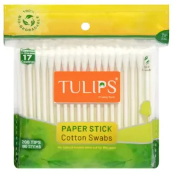 Tulips Paper Stick Cotton Swabs 100 pcs