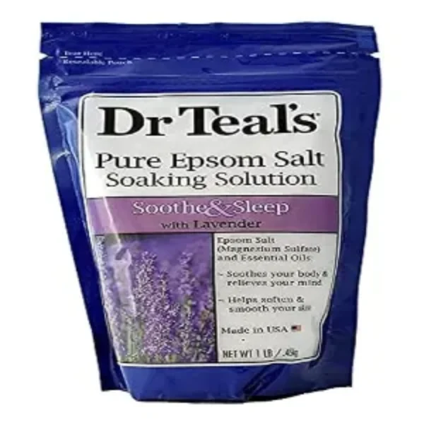 Dr Teal’s Pure Epsom Bath Salt Soak, Smoothe & Sleep with Lavender, 450g