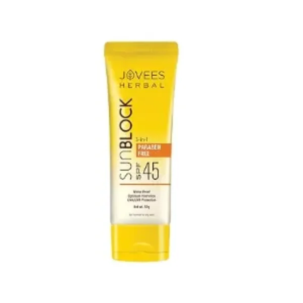 Jovees Herbal Sun Block Sunscreen SPF 45 | For Dry Skin 50gm