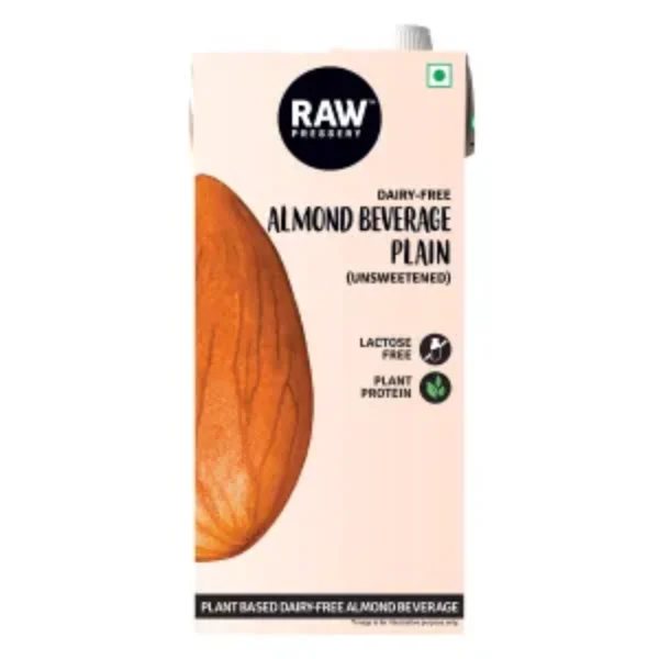 Raw Pressery 100 % Natural Almond Milk Plain Unsweetened 1 Ltr
