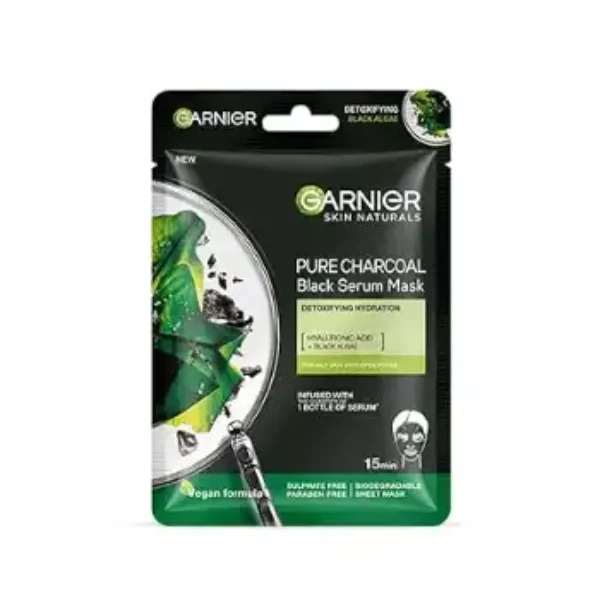 Garnier Skin Naturals, Face Mask,Black Serum Mask Pure Charcoal, 1 pc, 28g